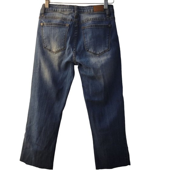 Judy Blue Cropped Denim Jeans Raw Hem Women's Size 25 Straight Leg Mid Rise - Picture 2 of 10